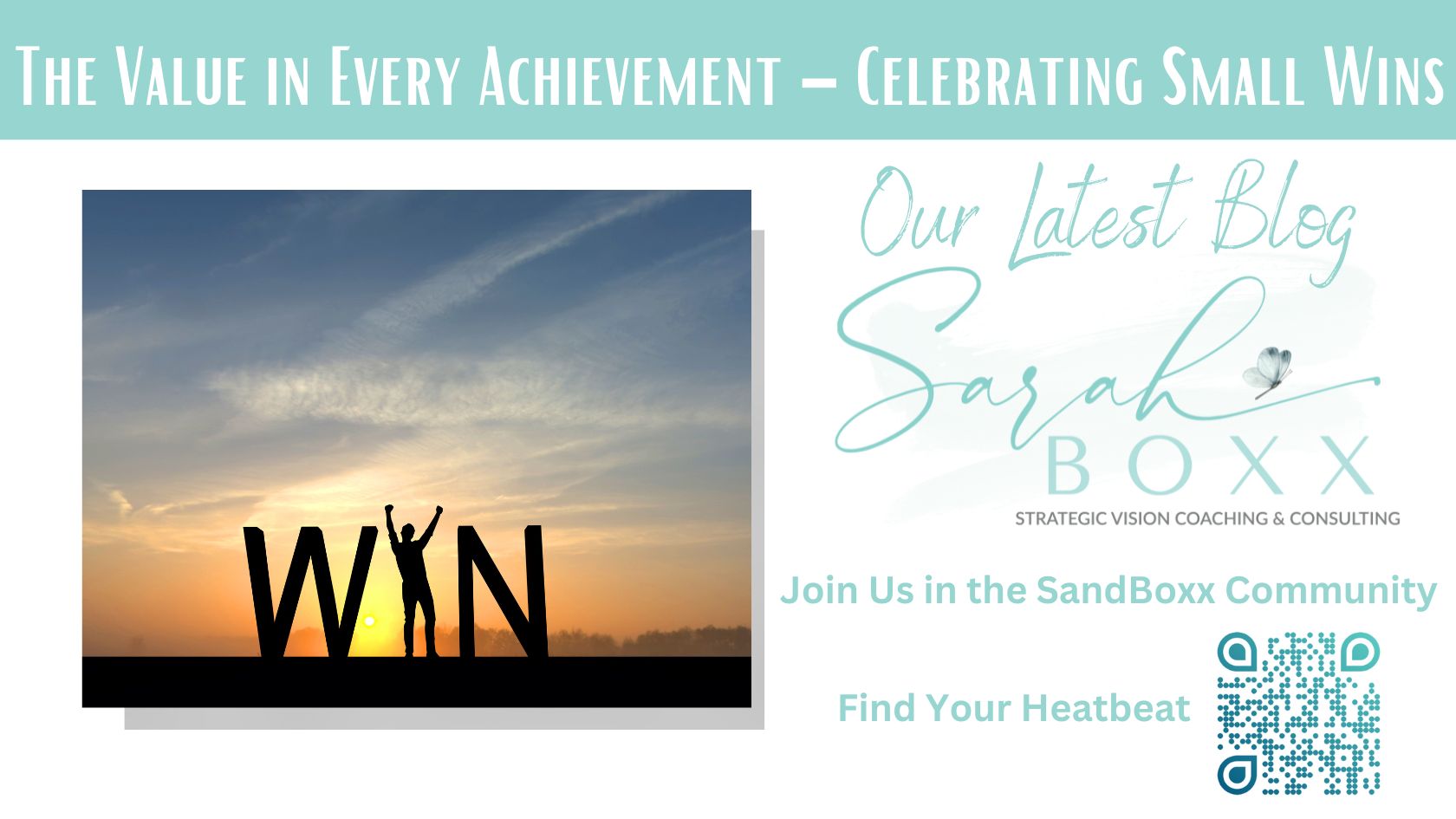 sunset with person spelling out WIN
